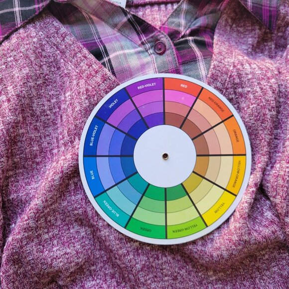 Catherines Womens Top 2X Plus Tunic Knit Purple Plaid Collar PLA59E - Picture 7 of 8